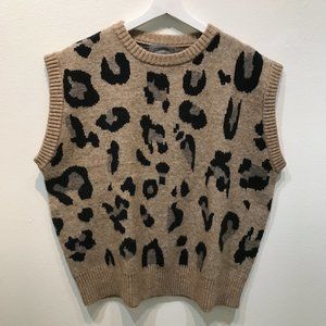 Anthropologie Spotted Knit Vest, leopard print (OS)